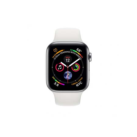 Apple Watch Series 4 GPS + Cellular, 40mm Stainless Steel Case with White Sport Band