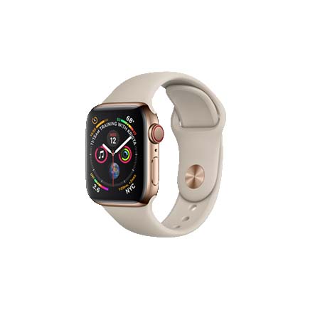 Apple Watch Series 4 GPS + Cellular, 40mm Gold Stainless Steel Case with Stone Sport Band