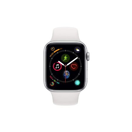 Apple Watch Series 4 GPS + Cellular, 44mm Silver Aluminium Case with White Sport Band