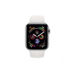 Apple Watch Series 4 GPS + Cellular, 40mm Stainless Steel Case with White Sport Band